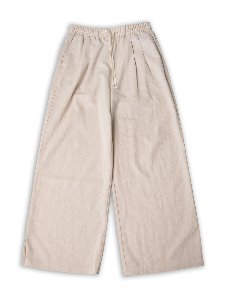 two-tuck straight wide linen pants (beige)